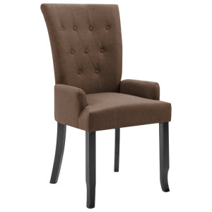 Scaun De Bucătărie Cu Brațe, Maro, Material Textil