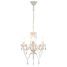 Candelabru Cu Mărgele, Alb, Rotund, 3 Becuri E14