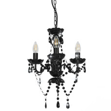 Candelabru Cu Mărgele, Negru, Rotund, 3 Becuri E14