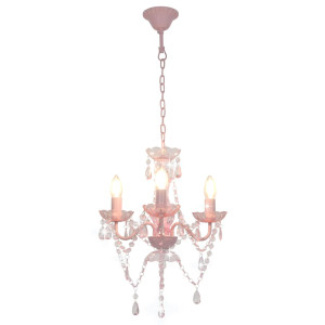 Candelabru Cu Mărgele, Roz, Rotund, 3 Becuri E14