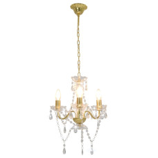 Candelabru Cu Mărgele, Auriu, Rotund, 3 Becuri E14