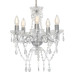 Candelabru Cu Mărgele De Cristal, Argintiu, Rotund, 5 X E14