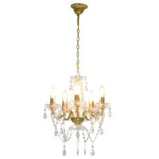Candelabru Cu Mărgele De Cristal, Auriu, Rotund, 5 X E14