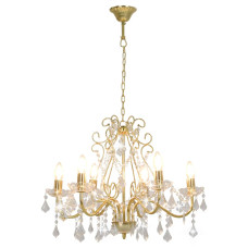 Candelabru Cu Mărgele De Cristal, Auriu, Rotund, 6 X E14