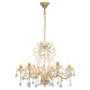 Candelabru Cu Mărgele De Cristal, Auriu, Rotund, 6 X E14