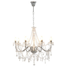 Candelabru Cu Mărgele, Argintiu, 8 Becuri E14