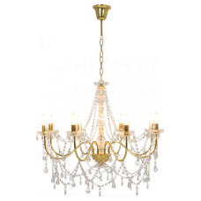 Candelabru Cu Mărgele, Auriu, 8 Becuri E14