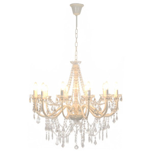 Candelabru Cu Mărgele, Alb, 12 Becuri E14