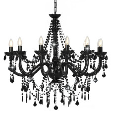 Candelabru Cu Mărgele, Negru, 12 Becuri X E14