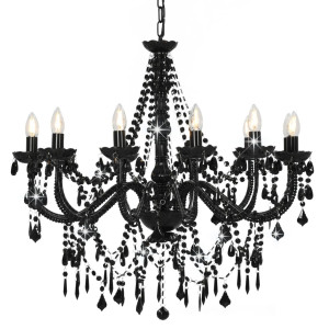 Candelabru Cu Mărgele, Negru, 12 Becuri X E14