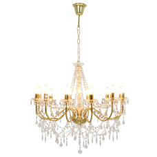 Candelabru Cu Mărgele, Auriu, 12 Becuri E14