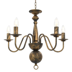 Candelabru Antichizat, Negru, 5 Becuri E14