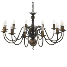 Candelabru Antichizat, Negru, 12 Becuri E14