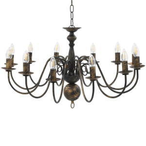 Candelabru Antichizat, Negru, 12 Becuri E14