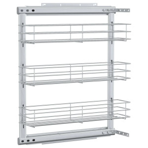 Coș Sârmă Bucătărie Retractabil 3 Raft Argintiu 47X15,5X55,5 Cm