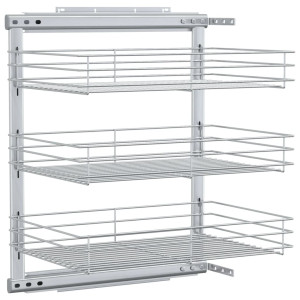 Coș Sârmă Bucătărie Retractabil 3 Niveluri Argintiu 47X35X56 Cm
