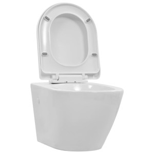 Vas Wc Suspendat Fără Ramă, Alb, Ceramică