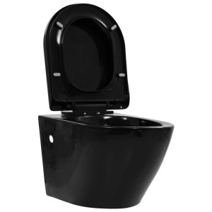 Vas Wc Suspendat Fără Ramă, Negru, Ceramică
