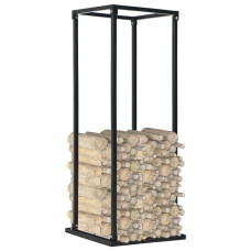 Rastel Lemne De Foc, Cu Postament, Negru, 37X37X113 Cm, Oțel