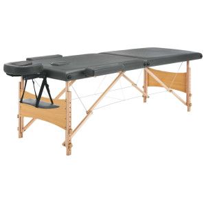 Masă De Masaj Cu 2 Zone, Cadru Din Lemn, Antracit, 186 X 68 Cm
