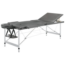 Masă De Masaj Cu 3 Zone, Cadru Aluminiu, Antracit, 186 X 68 Cm