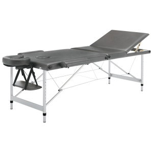 Masă De Masaj Cu 3 Zone, Cadru Aluminiu, Antracit, 186 X 68 Cm
