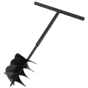 Burghiu De Pământ Cu Mâner, Negru, 250 Mm, Oțel