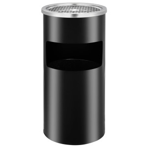 Coș De Gunoi De Perete Cu Scrumieră, Negru, Oțel, 26 L