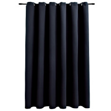 Draperie Opacă Cu Inele Metalice, Negru, 290 X 245 Cm