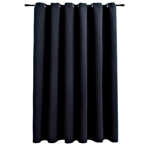 Draperie Opacă Cu Inele Metalice, Negru, 290 X 245 Cm
