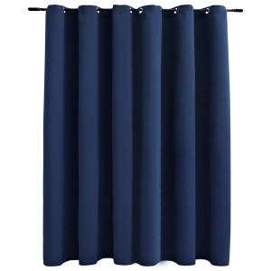 Draperie Opacă Cu Inele Metalice, Albastru, 290 X 245 Cm