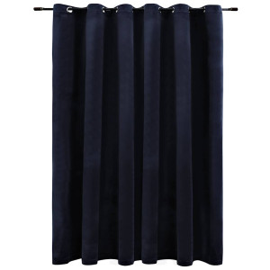 Draperie Opacă Cu Inele Metalice, Negru, 290 X 245 Cm, Catifea