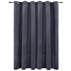 Draperie Opacă Cu Inele Metalice, Antracit, 290X245 Cm, Catifea