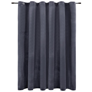 Draperie Opacă Cu Inele Metalice, Antracit, 290X245 Cm, Catifea