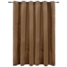 Draperie Opacă Cu Inele Metalice, Bej, 290 X 245 Cm, Catifea