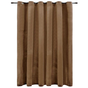 Draperie Opacă Cu Inele Metalice, Bej, 290 X 245 Cm, Catifea