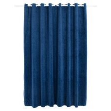 Draperie Opacă Albastru Închis 290X245Cm Catifea Inele Metalice