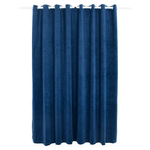 Draperie Opacă Albastru Închis 290X245Cm Catifea Inele Metalice