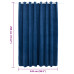 Draperie Opacă Albastru Închis 290X245Cm Catifea Inele Metalice