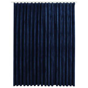 Draperie Opacă, Albastru Închis, 290X245Cm, Catifea, Cu Cârlige
