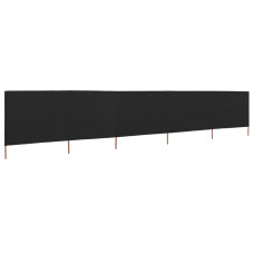 Paravan Anti-Vânt Cu 5 Panouri, Negru, 600 X 80 Cm, Textil