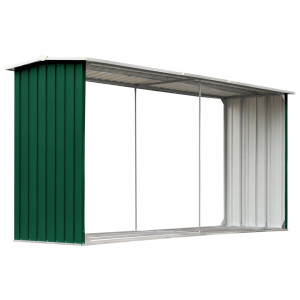 Șopron Depozitare Lemne, Verde, 330X92X153 Cm, Oțel Galvanizat