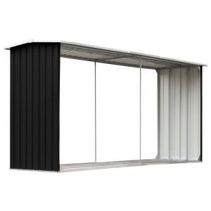 Șopron Depozitare Lemne Antracit, 330X92X153 Cm Oțel Galvanizat