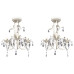 Candelabre Suspendate De Plafon Cu Cristale 2 Buc. Alb Elegant