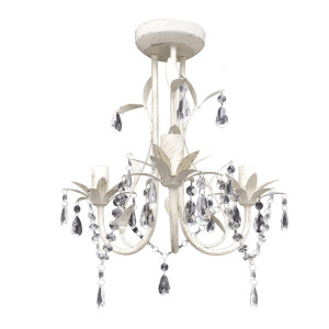 Candelabre Suspendate De Plafon Cu Cristale 2 Buc. Alb Elegant
