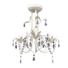 Candelabre Suspendate De Plafon Cu Cristale 4 Buc. Alb Elegant