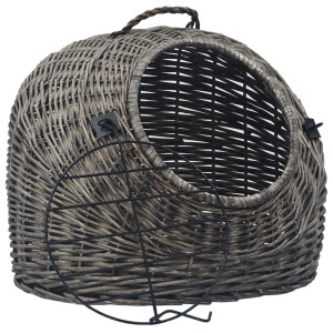 Coș Transport Pentru Pisici, Gri, 60X45X45 Cm, Răchită Naturală