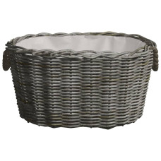 Coș Pentru Lemne De Foc Cu Mânere, Gri, 59X42X28 Cm, Salcie