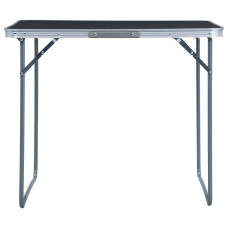 Masă De Camping Pliabilă Cu Cadru Metalic, Gri, 80 X 60 Cm