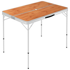 Masă De Camping Pliabilă Cu 2 Bănci, Maro, Aluminiu